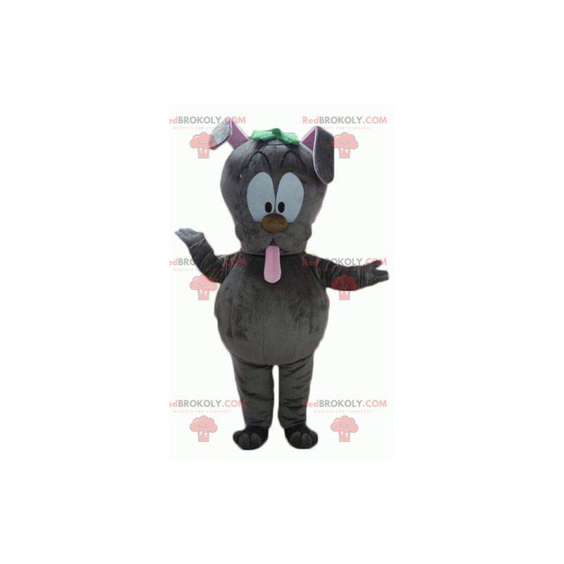 Grijs konijn mascotte zijn tong uitsteekt - Redbrokoly.com