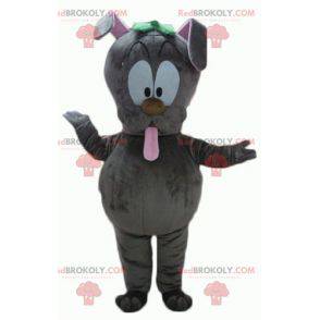 Gray rabbit mascot sticking out its tongue - Redbrokoly.com
