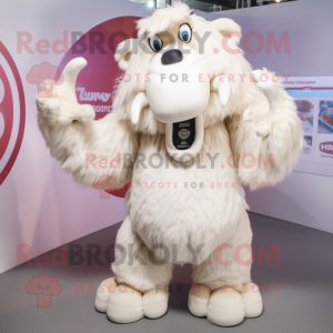 White Mammoth mascot costume character dressed with a Vest and Rings