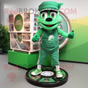 Forest Green Plate Spinner mascot costume character dressed with a Joggers and Anklets