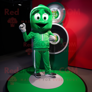 Forest Green Plate Spinner mascot costume character dressed with a Joggers and Anklets