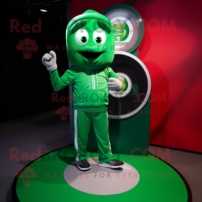 Forest Green Plate Spinner mascot costume character dressed with a Joggers and Anklets