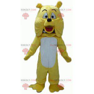 Mascote gigante cachorro bulldog amarelo e branco -