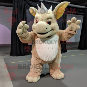 Beige Triceratops mascotte...