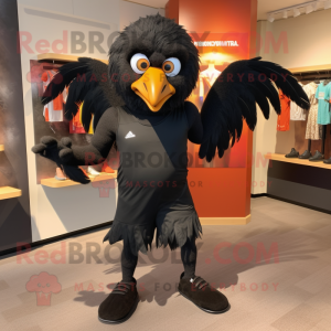Black Harpy mascot costume character dressed with a Running Shorts and Cummerbunds