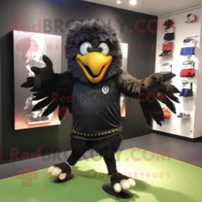Black Harpy mascot costume character dressed with a Running Shorts and Cummerbunds
