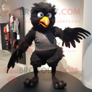 Black Harpy mascot costume character dressed with a Running Shorts and Cummerbunds