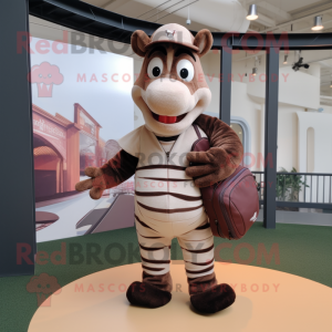 Brown Zebra mascot costume character dressed with a Baseball Tee and Briefcases