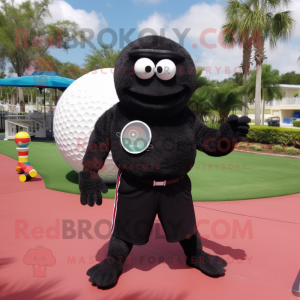 Zwarte golfbal mascotte...
