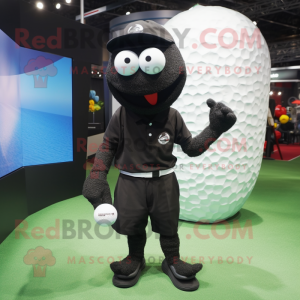 Black Golf Ball mascot costume character dressed with a Shorts and Bracelets