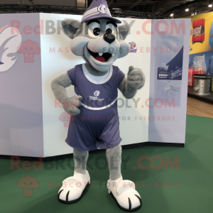 Gray Moussaka mascot costume character dressed with a Running Shorts and Cufflinks