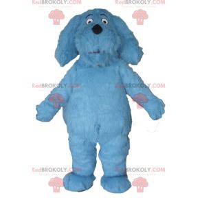 Mascotte de chien bleu tout poilu impressionnant -