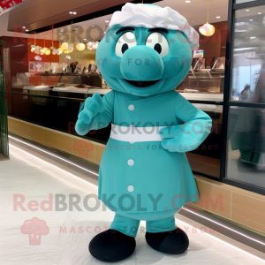 Teal Dim Sum maskot kostume...