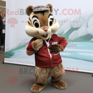 Brown Chipmunk mascot costume character dressed with a Dress Shirt and Scarf clips