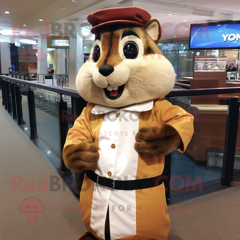Brown Chipmunk mascot costume character dressed with a Dress Shirt and Scarf clips Brown Chipmunk mascot costume character dressed with a Dress Shirt and Scarf clips