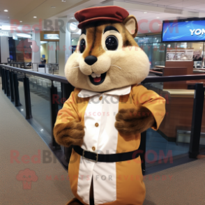 Brown Chipmunk mascot costume character dressed with a Dress Shirt and Scarf clips