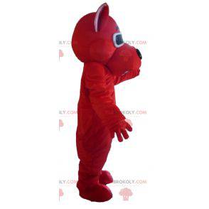 Rød hundemaskot smilende med solbriller - Redbrokoly.com