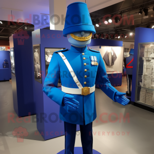 Blue Soldier maskot kostym...