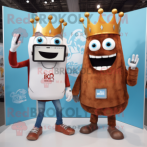 Rust King mascot costume character dressed with a Boyfriend Jeans and Digital watches