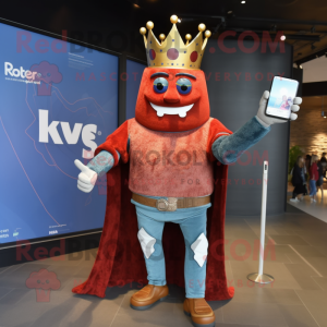 Rust King mascot costume character dressed with a Boyfriend Jeans and Digital watches