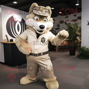 Beige Wolf mascotte kostuum...