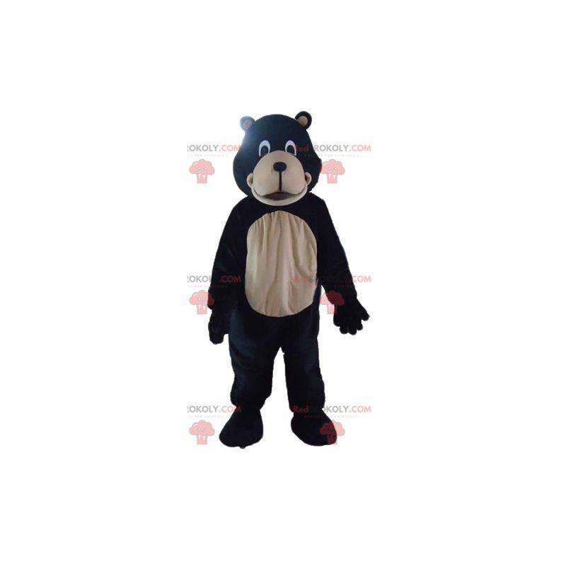 Reusachtige zwarte en beige beer mascotte - Redbrokoly.com