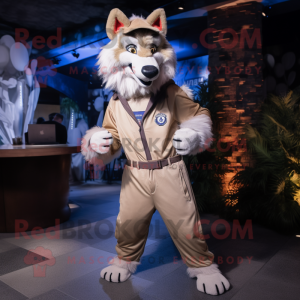 Beige Wolf maskot kostume...