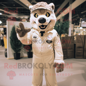 Beige Wolf maskot kostume...