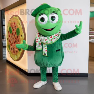 Grön Pizza maskot kostym...