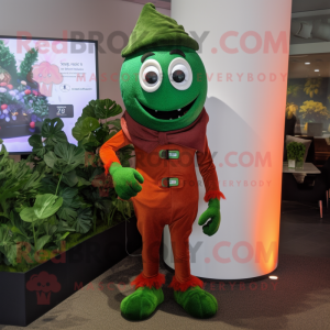 Rust Spinach mascot costume character dressed with a Leggings and Brooches