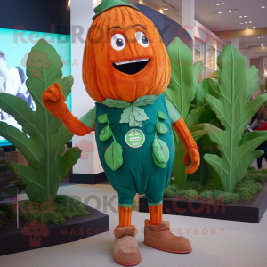 Rust Spinach mascot costume character dressed with a Leggings and Brooches