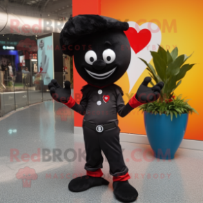 Black Arrow Of Love mascot costume character dressed with a Skinny Jeans and Shoe laces