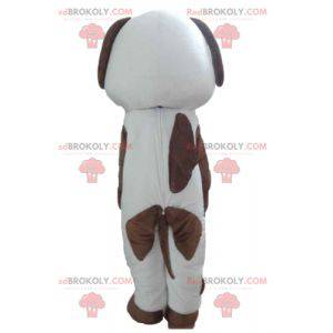 Mascotte de chien blanc et marron tachetée - Redbrokoly.com