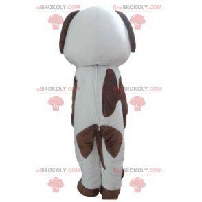 White and brown spotted dog mascot - Redbrokoly.com