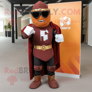 Rust Medieval Knight mascot costume character dressed with a Blazer and Sunglasses