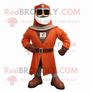 Rust Medieval Knight mascot costume character dressed with a Blazer and Sunglasses