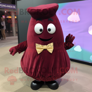 Maroon Potato mascot costume character dressed with a Turtleneck and Bow ties