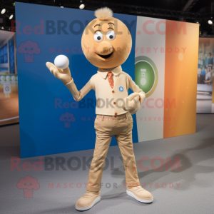 Tan Juggle mascot costume character dressed with a Skinny Jeans and Cufflinks
