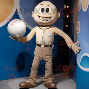 Tan Juggle mascot costume character dressed with a Skinny Jeans and Cufflinks