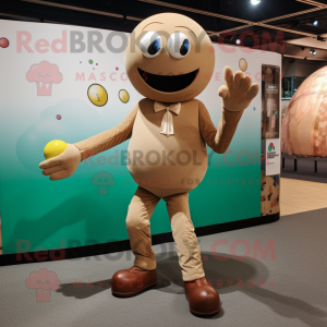 Tan Juggle mascot costume character dressed with a Skinny Jeans and Cufflinks