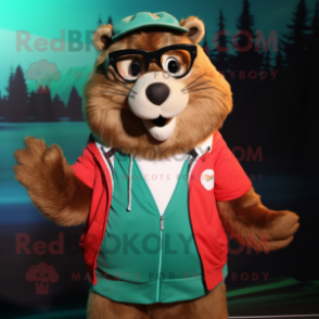 nan Beaver mascot costume character dressed with a Capri Pants and Eyeglasses