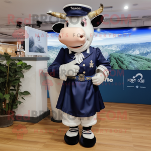 Navy Holstein Cow mascotte...