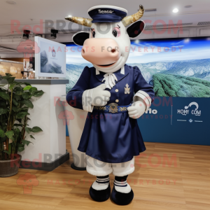 Navy Holstein Cow maskot...