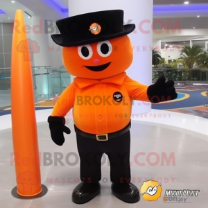 Sort Orange maskot kostume...