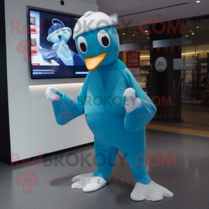 Cyan Gull mascotte kostuum...