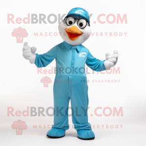 Cyan Gull maskot kostume...