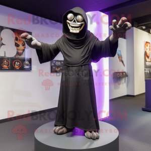 Black Undead mascot costume character dressed with a Joggers and Shawl pins