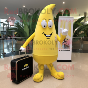 nan Banana mascot costume character dressed with a Yoga Pants and Briefcases