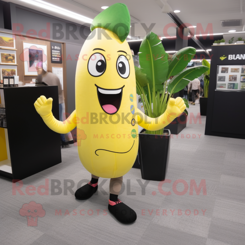 nan Banana mascot costume character dressed with a Yoga Pants and Briefcases nan Banana mascot costume character dressed with a Yoga Pants and Briefcases
