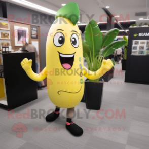 nan Banana mascot costume character dressed with a Yoga Pants and Briefcases